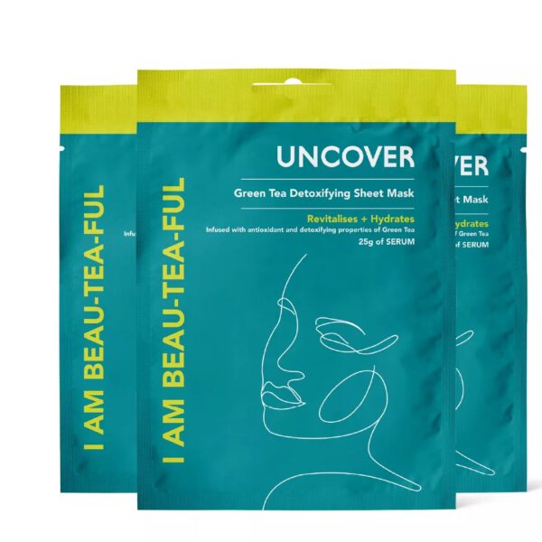 UNCOVER SKINCARE I Am Beau-tea-ful – Green Tea Sheet Mask (3pcs)