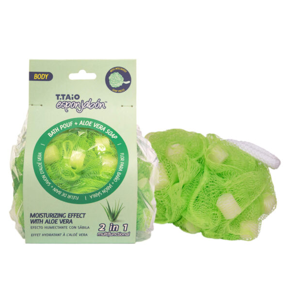 ESPONJABON Bath Pouf + Soap Aloe Vera - Moisturizing Effect - Image 2