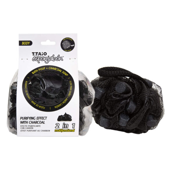 ESPONJABON Bath Pouf + Soap Charcoal, Purifying Effect - Image 2